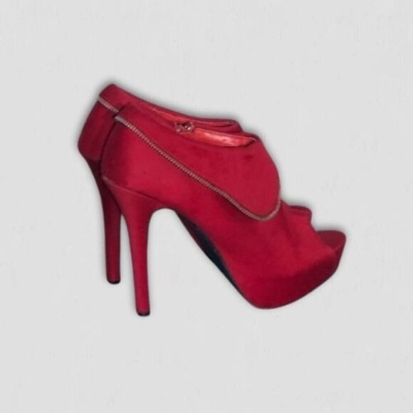 Body Central Red Platform Peep Toe Stiletto Heels Size 8 - Picture 2 of 12